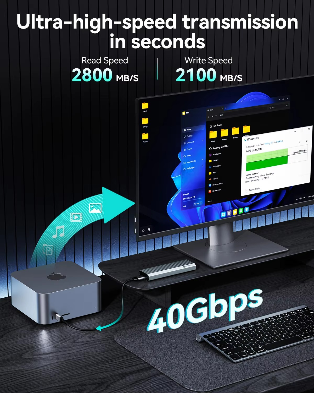 Boîtier de disque dur externe  - Usb4 40Gbps External Ssd 8Tb avis et prix